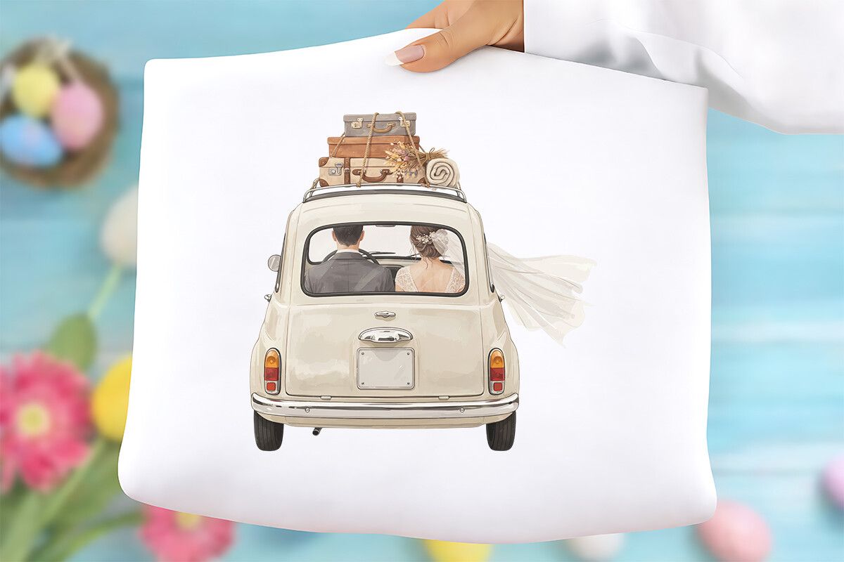 Vintage Wedding Car PNG