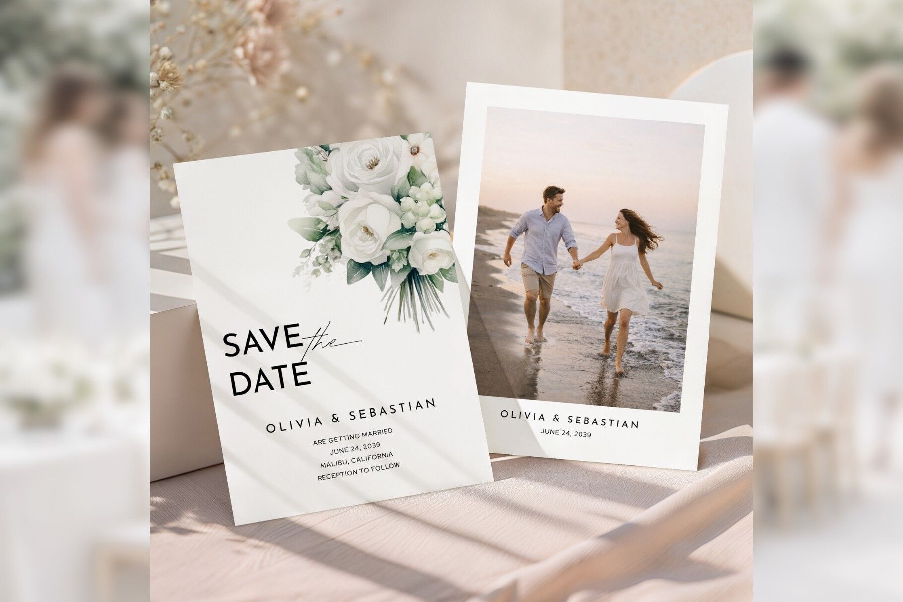 White Floral Save the Date Canva Bd012
