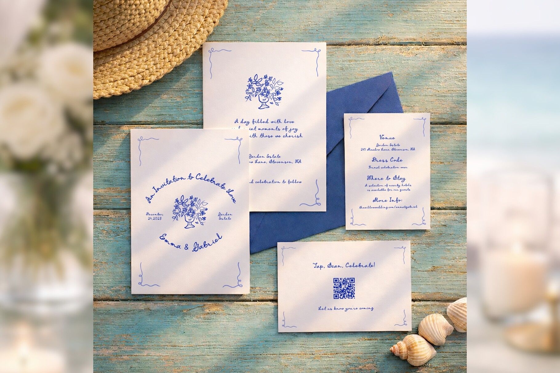 Hand Drawn Wedding Invite Canva Bd001