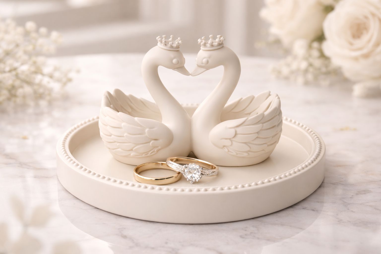 Swan Wedding Ring Dish STL
