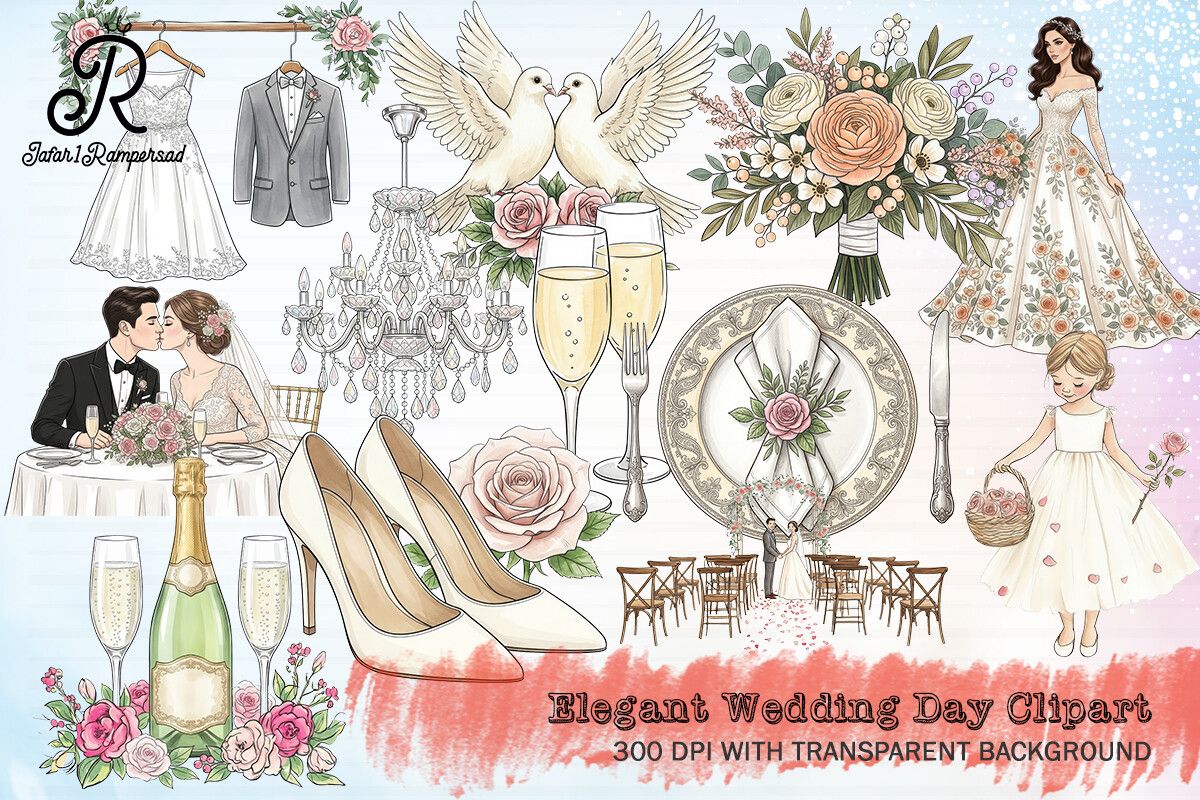 Elegant Wedding Day Clipart