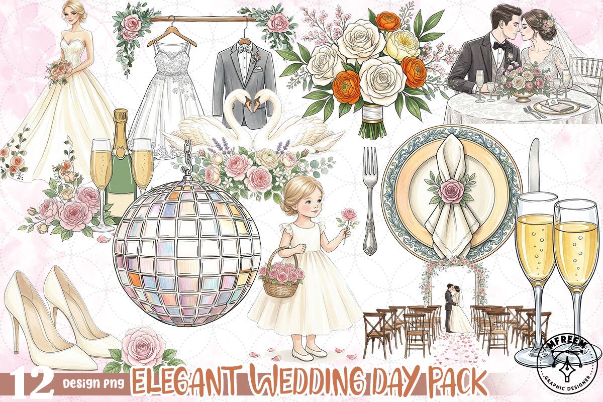 Elegant Wedding Day Pack PNG