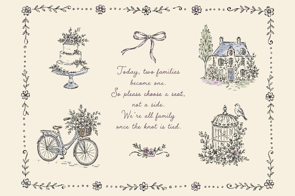 Whimsical Vintage Wedding Sign Template